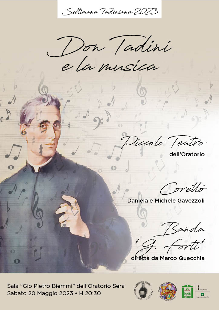 Locandina evento dedicato a Don Tadino e alla Musica